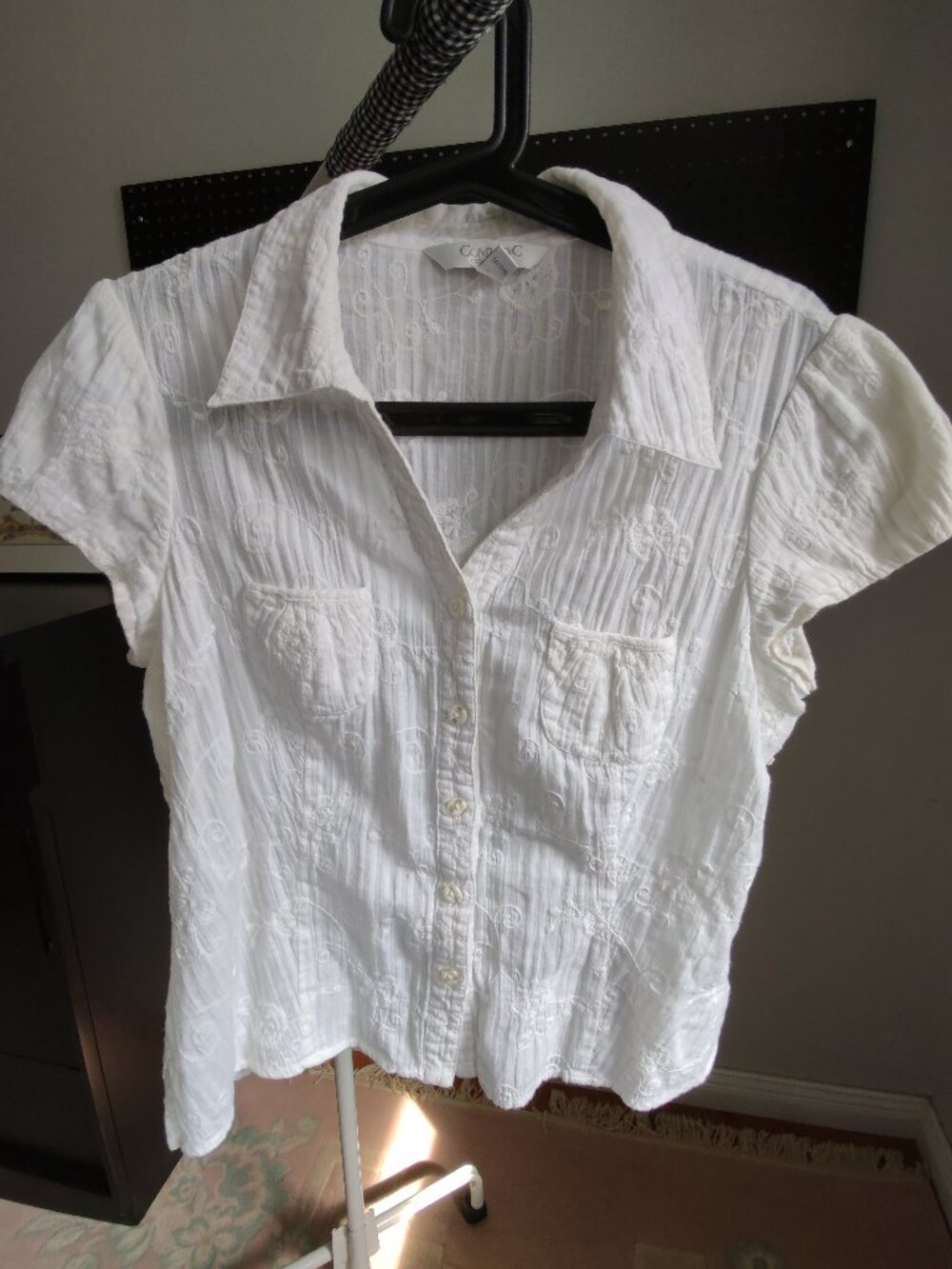 Conrad C white cotton shirt short sleeve button down